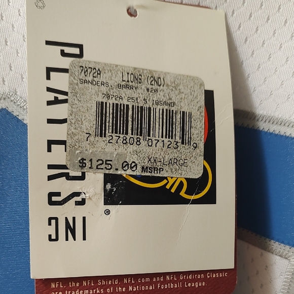 Barry Sanders White and Blue Football Jersey( Brand New With Tags) - Picture 5 of 16